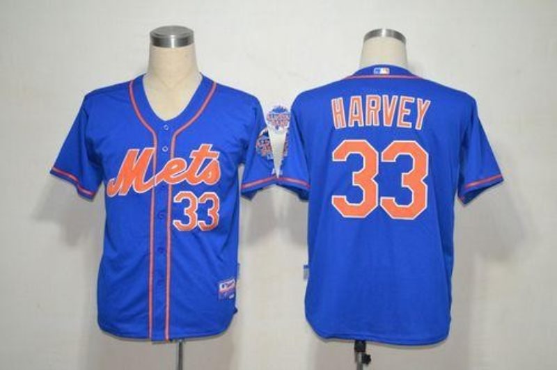 MLB Mets 33 Matt Harvey Blue Alternate Home Cool Base Men Jersey