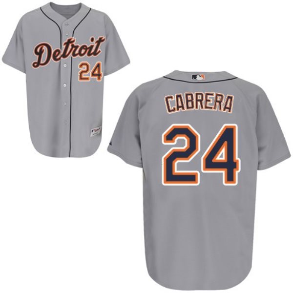 MLB Tigers 24 Miguel Cabrera Grey Men Jersey