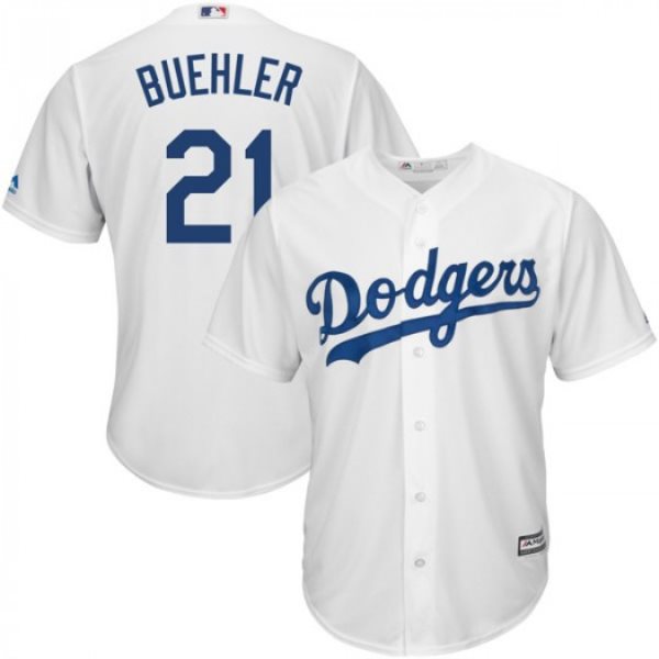 MLB Dodgers 21 Walker Buehler White Cool Base Men Jersey