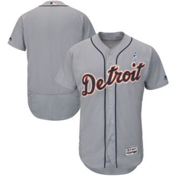 MLB Tigers Blank Gray 2018 Father's Day FlexBase Men Jersey