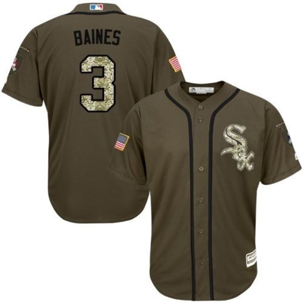 MLB White Sox 3 Harold Baines Green Salute to Service Men Jersey