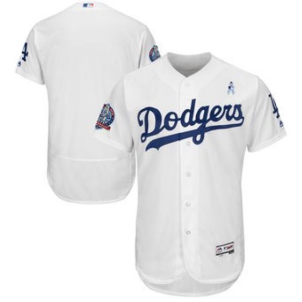 MLB Dodgers Blank White 2018 Father's Day FlexBase Men Jersey