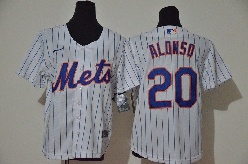 MLB Mets 20 Pete Alonso White 2020 Nike Cool Base Youth Jersey