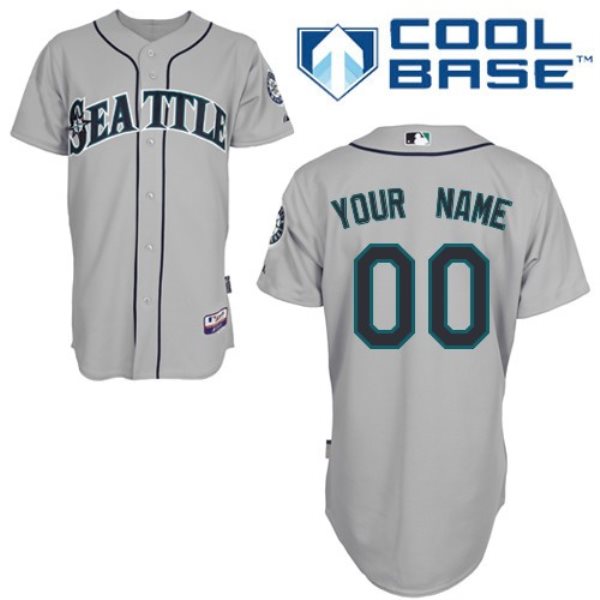 MLB Mariners Grey Cool Base Customized Men Jersey