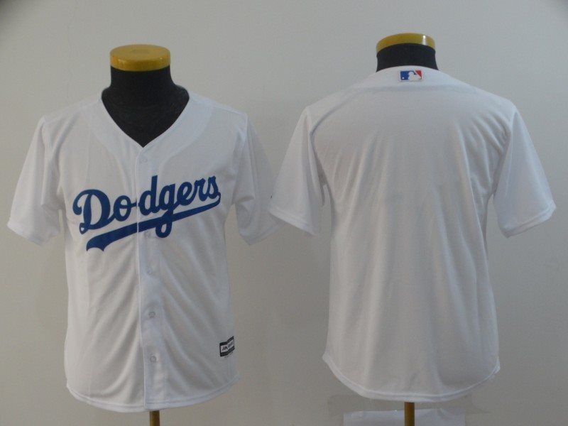 MLB Dodgers Blank White New Cool Base Youth Jersey