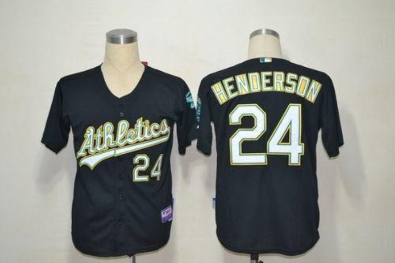 MLB Athletics 24 Rickey Henderson Black Cool Base Men Jersey