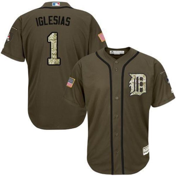 MLB Tigers 1 Jose Iglesias Green Salute to Service Men Jersey