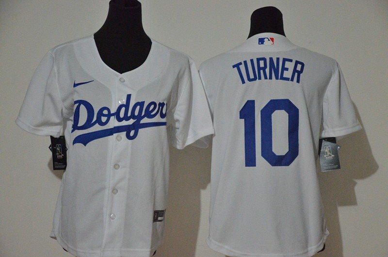 MLB Dodgers 10 Justin Turner White 2020 Nike Cool Base Youth Jersey