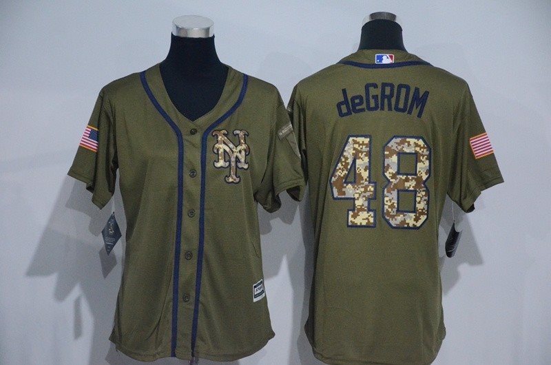 MLB Mets 48 Jacob DeGrom Green Salute to Service Women Jersey