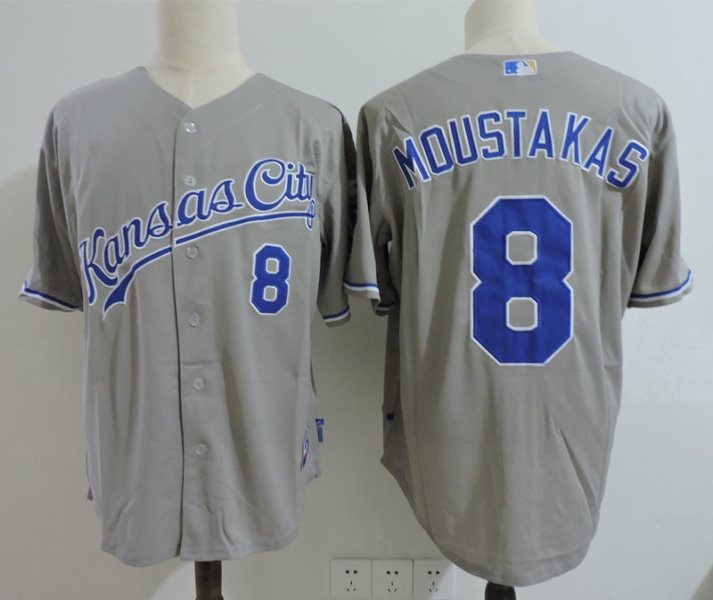 MLB Royals 8 Mike Moustakas Grey New Cool Base Men Jersey