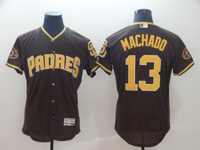 MLB Padres 13 Manny Machado Brown Flex Base Men Jersey