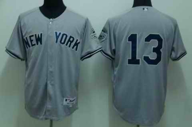 MLB Yankees 13 Rodriguez Grey (2009 logo) Cool Base Men Jersey