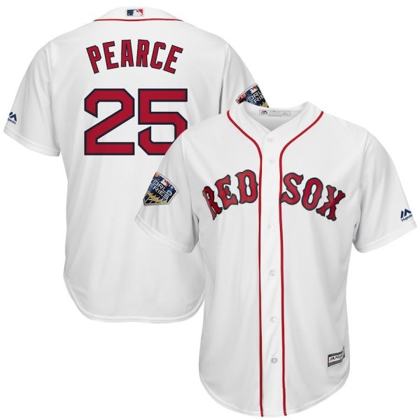 MLB Red Sox 25 Steve Pearce White 2018 World Series Cool Base Youth Jersey