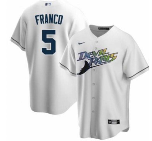 MLB Rays 5 Wander Franco White Nike Cool Base Men Jersey