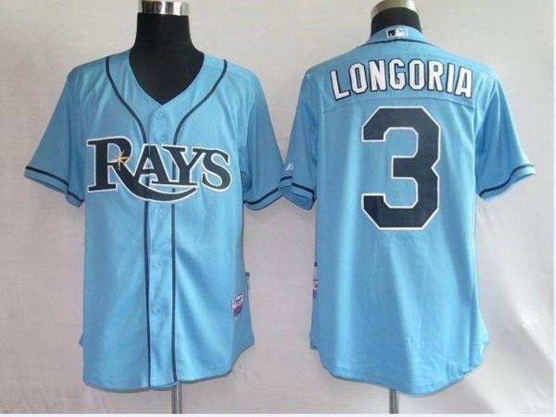 MLB Rays 3 Evan Longoria Light Blue Men Jersey