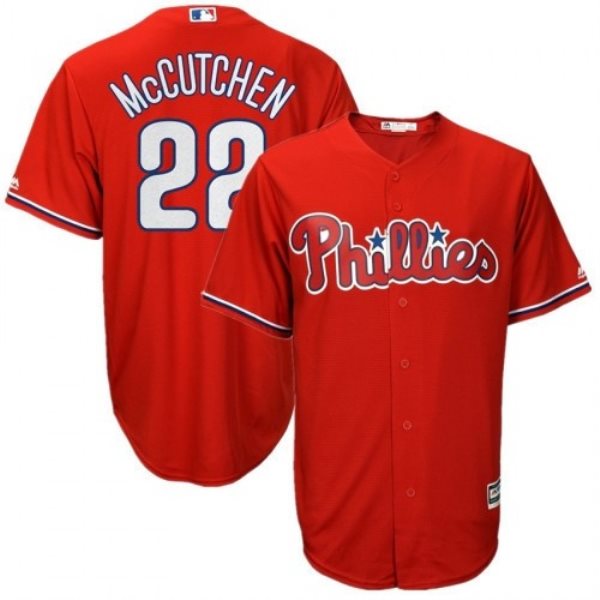 MLB Phillies 22 Andrew McCutchen Red Cool Base Men Jersey