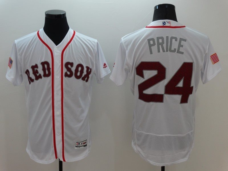 MLB Red Sox 24 David Price White Stars and Stripes Flexbase Men Jersey
