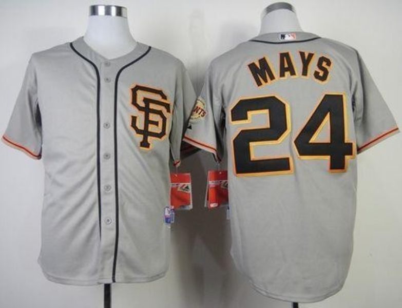 MLB Giants 24 Willie Mays Grey Cool Base Road 2 Men Jersey