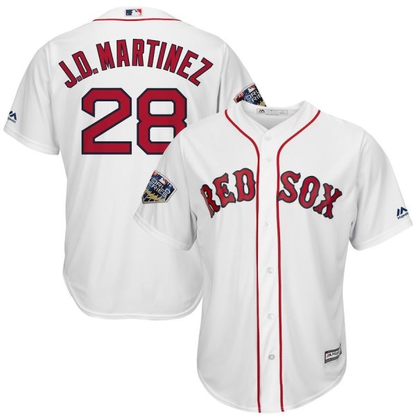 MLB Red Sox 28 J.D. Martinez White 2018 World Series Cool Base Men Jersey