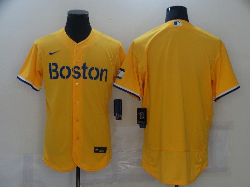 MLB Red Sox Blank Yellow 2021 New Flexbase Men Jersey