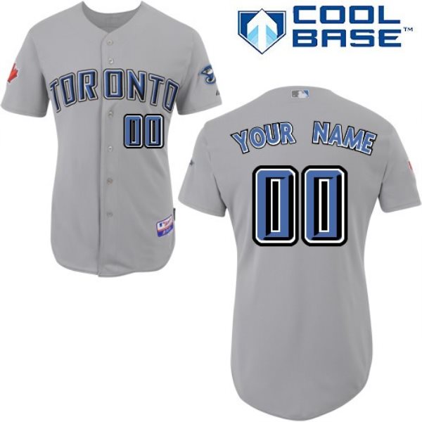 MLB Blue Jays Grey Cool Base Customized Men Jersey
