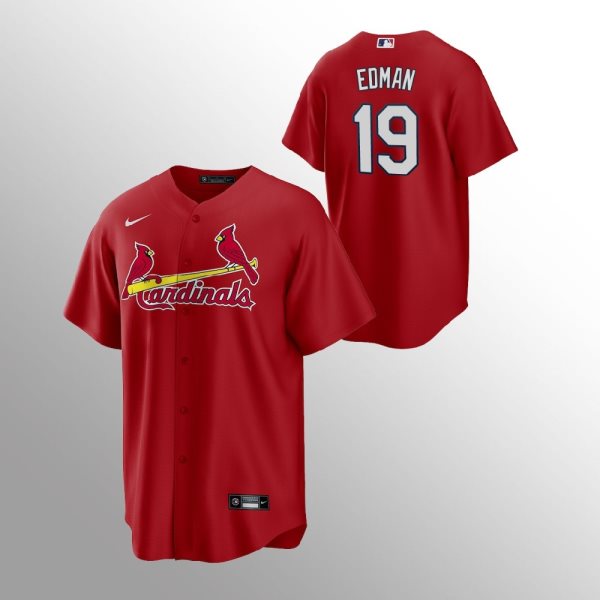 MLB Cardinals 19 Tommy Edman Red Nike Cool Base Men Jersey