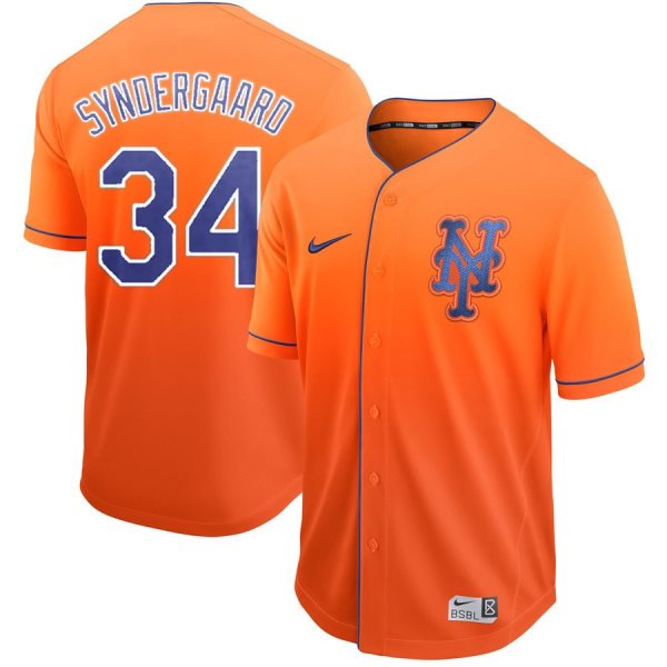 MLB Mets 34 Noah Syndergaard Orange Drift Fashion Men Jersey