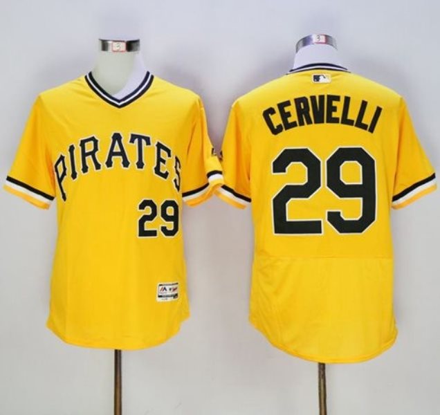 MLB Pirates 29 Francisco Cervelli Gold Flexbase Cooperstown Men Jersey