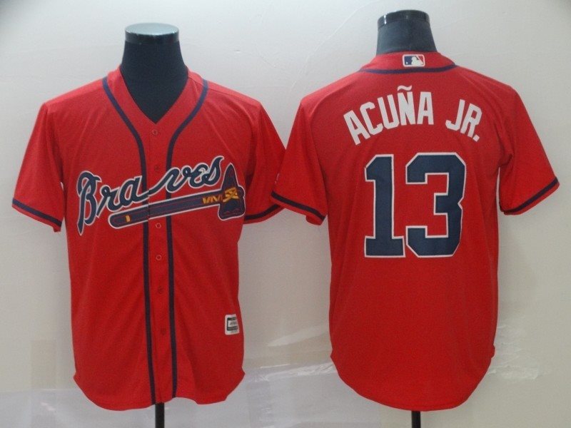 MLB Braves 13 Ronald Acuna Jr. Red New Cool Base Men Jersey