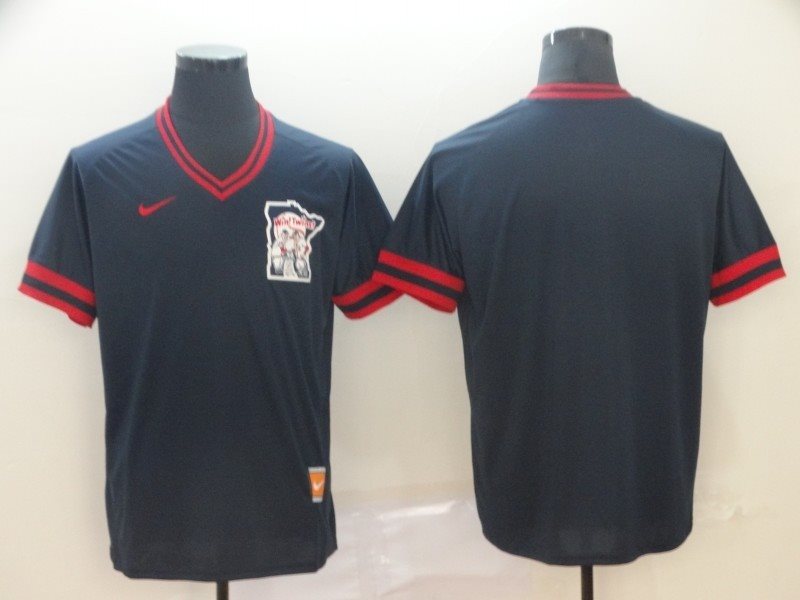 MLB Twins Blank Navy Nike Cooperstown Collection Legend V-Neck Men Jersey