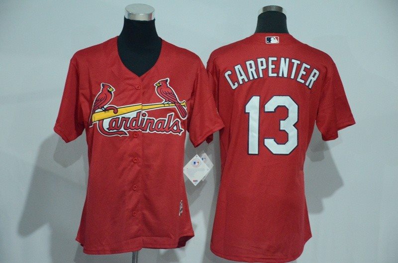 MLB Cardinals 13 Matt Carpenter Red Home Women Jersey