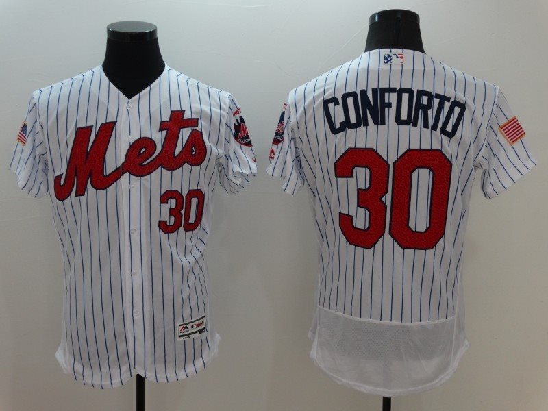 MLB Mets 30 Michael Conforto White Stars and Stripes Flexbase Men Jersey