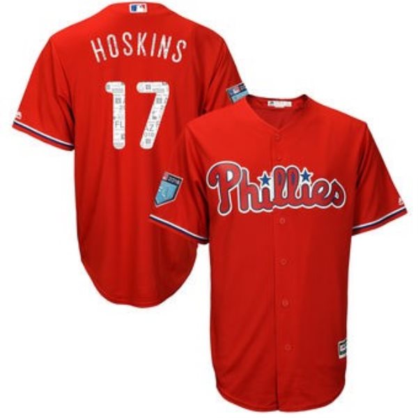 MLB Phillies 17 Rhys Hoskins 2018 Spring Training Cool Base Men Jersey