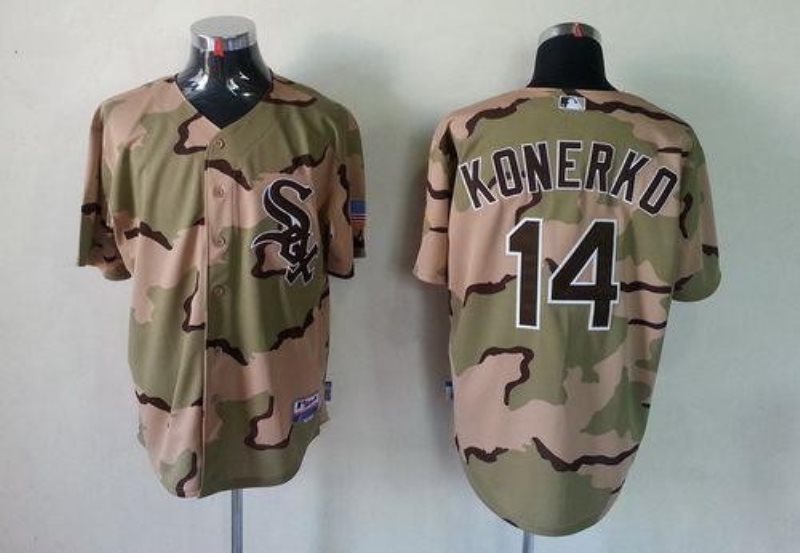 MLB White Sox 14 Paul Konerko Camo Commemorative Military Day Cool Base Men Jersey