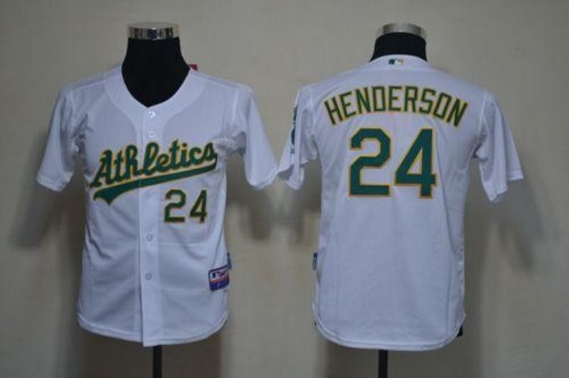 MLB Athletics 24 Rickey Henderson White Youth Jersey