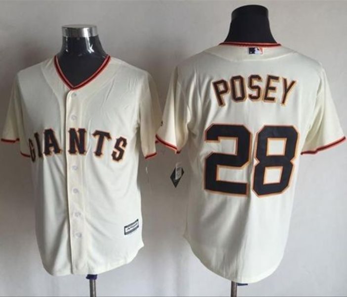 MLB Giants 28 Buster Posey Cream New Cool Base Men Jersey