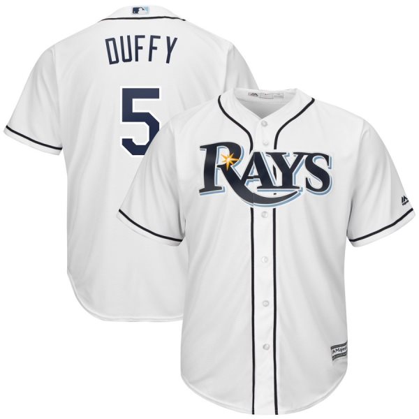 MLB Rays 5 Matt Duffy White Cool Base Men Jersey