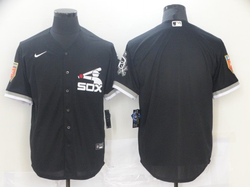 MLB White Sox Blank Black Nike Cool Base Men Jersey