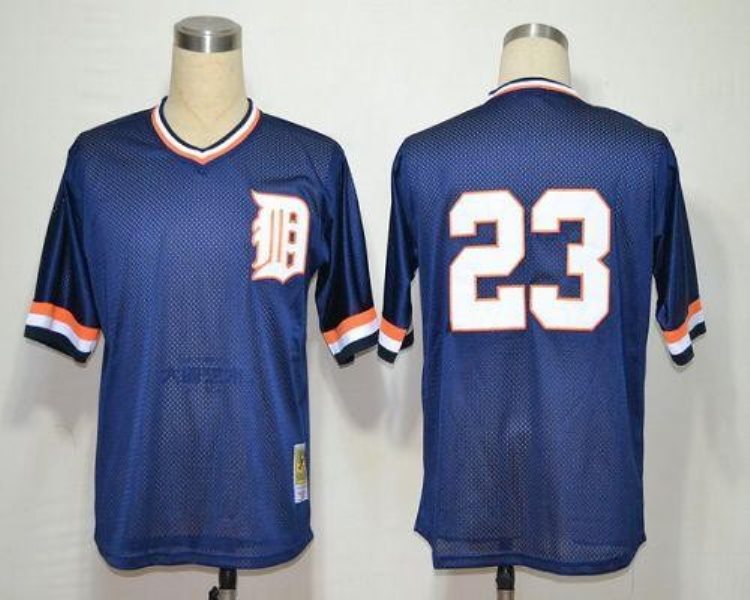 MLB Tigers 23 Kirk Gibson Blue Mitchell and Ness Throwback Men Jersey