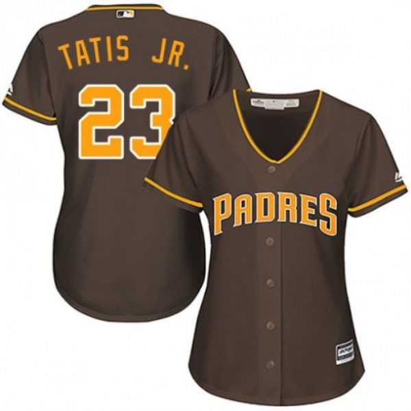 MLB Padres 23 Fernando Tatis Jr. Brown Cool Base Women Jersey(Run Small)