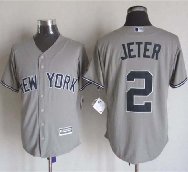 MLB Yankees 2 Derek Jeter Grey New Cool Base Men Jersey