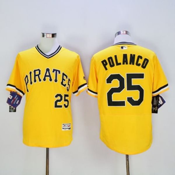 MLB Pirates 25 Gregory Polanco Gold Flexbase Men Jersey
