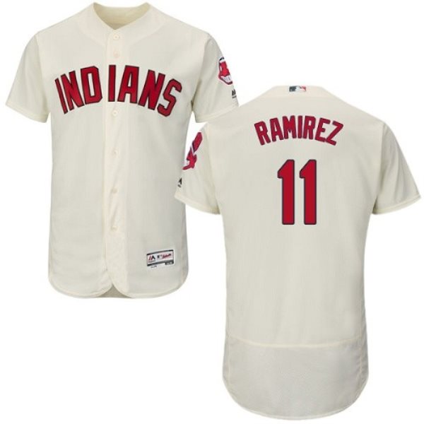 MLB Indians 11 Jose Ramirez Cream Flexbase Men Jersey
