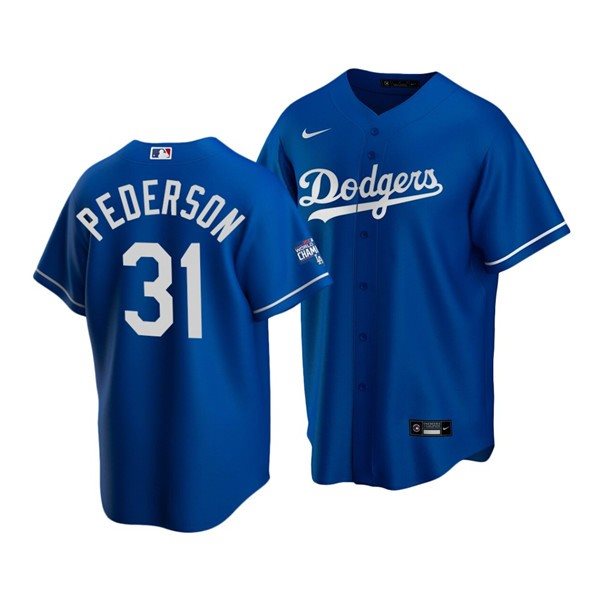 MLB Dodgers 31 Joc Pederson Royal 2020 World Series Champions Flexbase Men Jersey
