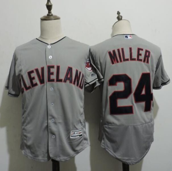 MLB Indians 24 Andrew Miller Grey Flexbase Men Jersey