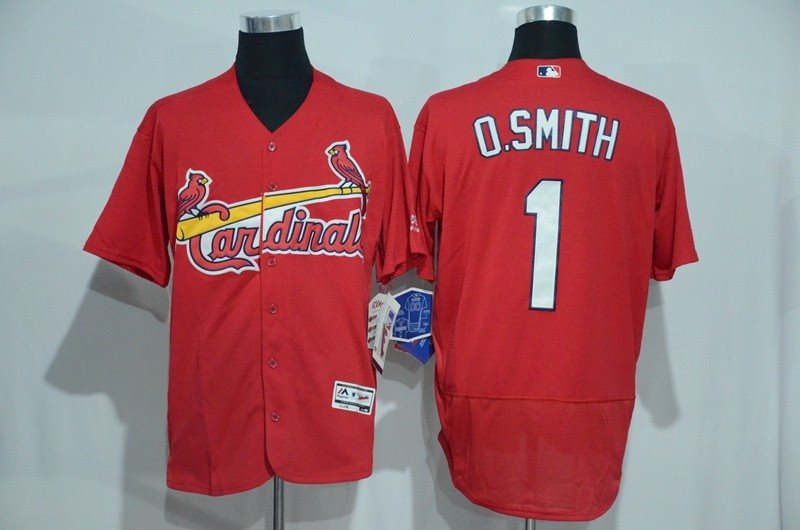 MLB Cardinals 1 Ozzie Smith Red Flexbase Men Jersey