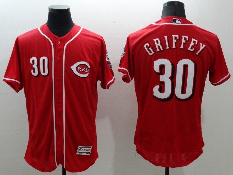 MLB Reds 30 Ken Griffey Red Flex Base Men Jersey