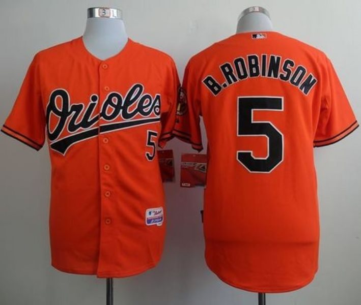 MLB Orioles 5 Brooks Robinson Orange Cool Base Men Jersey