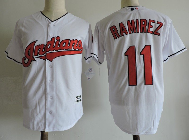 MLB Indians 11 Jose Ramirez White Cool Base Men Jersey