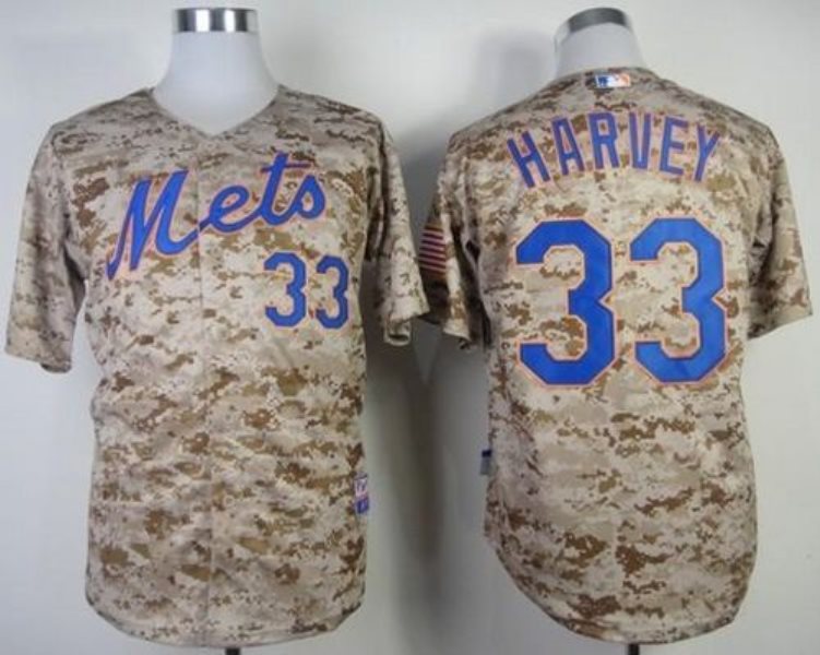 MLB Mets 33 Matt Harvey Camo Alternate Cool Base Men Jersey